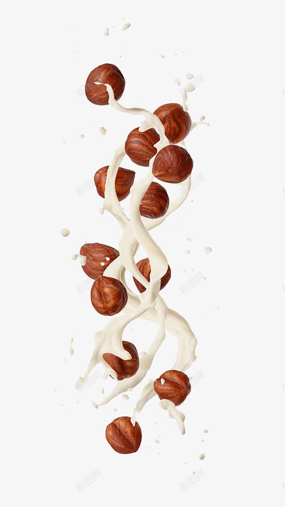 牛奶坚果png免抠素材_88icon https://88icon.com 喷溅 果汁 栗子 榨汁 水分