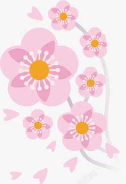 和服花纹日本樱花花瓣高清图片