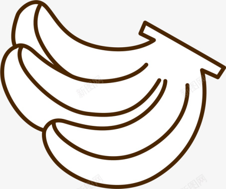 手绘棕色香蕉图标图标