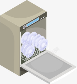 灰色卡通洗碗机素材