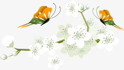 蝴蝶与鲜花矢量图素材