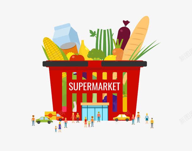 超市有机食物创意png免抠素材_88icon https://88icon.com 创意 商场大门 有机食物 海报背景 百货商场 餐饮美食