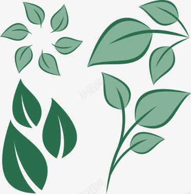 手绘绿叶叶子图标图标