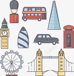 红色双层巴士英伦风伦敦特色图标高清图片