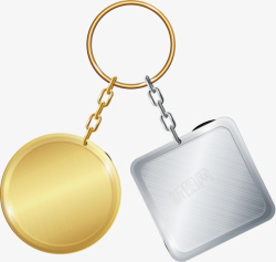 金色和银色的金属钥匙扣矢量图素材