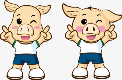 微笑猪手绘猪蹄吉祥物标志高清图片