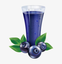 美味的蓝莓汁手绘图素材