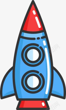 火箭发射扁平化红蓝火箭图标图标