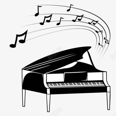 水纹波浪钢琴发出悦耳的声音图标图标