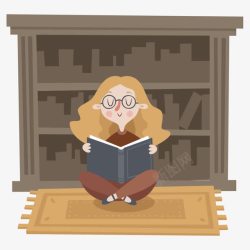 读书图书馆卡通图书馆的少女高清图片