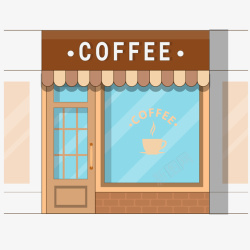 卡通咖啡店橱窗素材