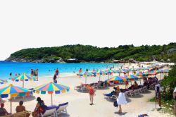 普吉岛风景海滩上的游客高清图片