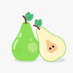 绿色卡通梨子水果素材