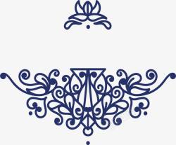 深蓝色欧式花纹标题装饰素材