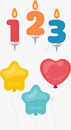 彩色生日蜡烛气球矢量图素材
