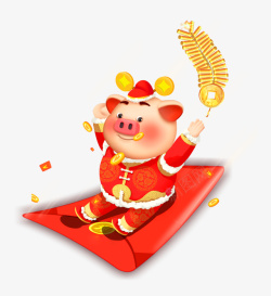 卡通财神猪宝宝卡通福气猪鞭炮形象高清图片
