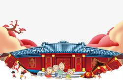 卡通中国风新年喜庆景象素材