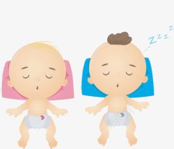 手绘没精神宝宝睡觉的两个宝宝高清图片