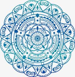 曼荼罗图案蓝色浮雕花纹高清图片