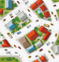 平面城市素材城市交通卡通图高清图片