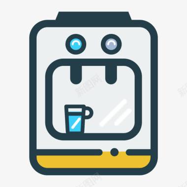 净水器滤芯灰色手绘圆角净水器生活电器图标图标