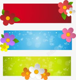 彩色花朵春天横幅矢量图素材