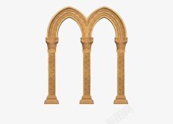 金色欧式石柱拱门素材