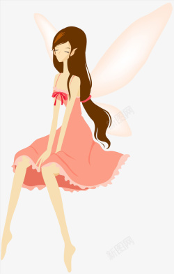 粉色的裙子唯美清新手绘小仙女高清图片