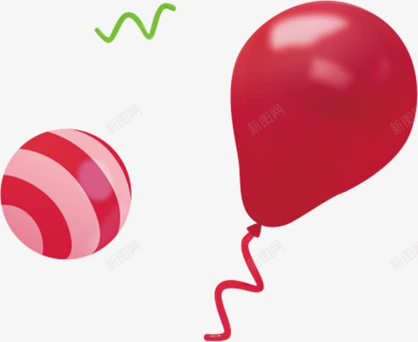 红色卡通气球条纹彩带png免抠素材_88icon https://88icon.com 卡通 彩带 条纹 气球 红色