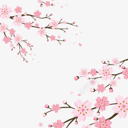 手绘春天粉色桃花装饰矢量图素材