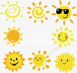 商务合作插图微笑的金色太阳矢量图高清图片