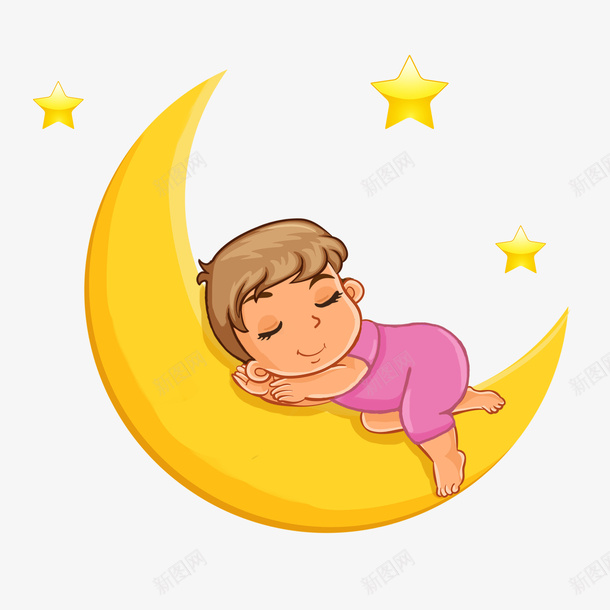 月亮上睡觉的小孩3png免抠素材_88icon https://88icon.com 安睡 小孩 月亮 睡觉