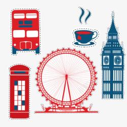 伦敦双层巴士旅游英国伦敦元素矢量图高清图片
