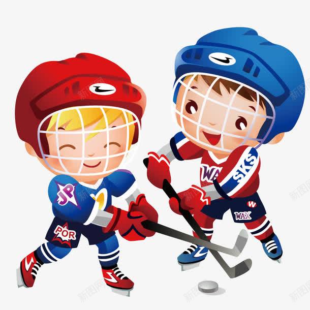 两男孩打冰球png免抠素材_88icon https://88icon.com 冰球 冰球运动员 剪影 卡通 多边形 彩色 比赛 滑冰 矢量人物 装饰图案 运动