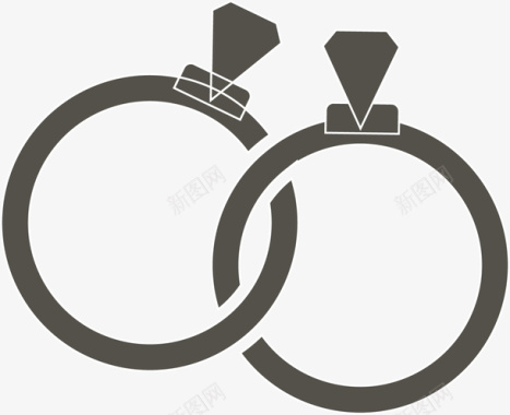 婚礼黑色结婚对戒图标图标