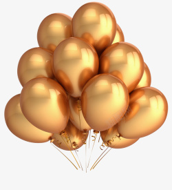 发光气球手绘卡通金色气球高清图片