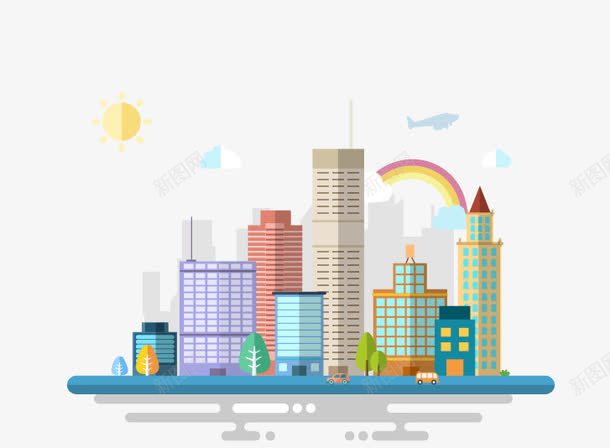 卡通手绘城市建筑png免抠素材_88icon https://88icon.com 创意 动漫动画 动漫城市电脑 卡通手绘 城市 建筑 房屋 楼房