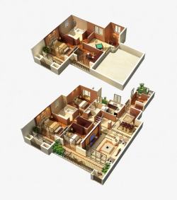 3D别墅户型图素材