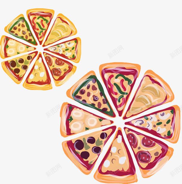 两份不一样的披萨png免抠素材_88icon https://88icon.com 卡通 披萨 熟食 美食 食物