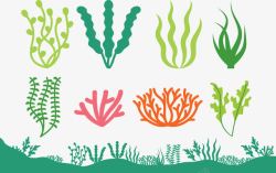 海底生态扁平化海底绿色食物高清图片