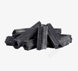 燃烧的木炭六角形堆放的木炭高清图片