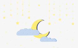 月亮云朵卡通夜晚星星和月亮高清图片