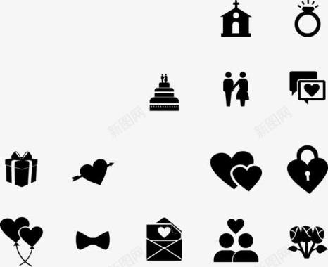 精致黑色婚礼图标图标