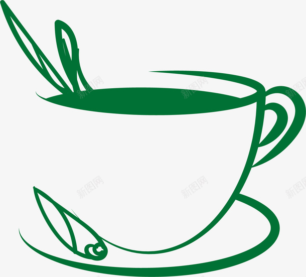 绿色线条茶叶茶杯png免抠素材_88icon https://88icon.com 喝茶 春茶 茶具 茶叶 茶杯 茶楼 茶艺 茶馆 装饰图案