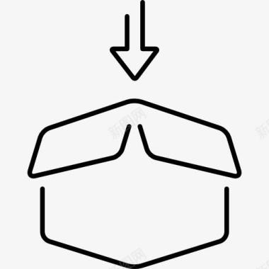 商务灰盒子打开集装箱的箭头指向它图标图标