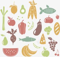 健康水果蔬菜矢量图素材