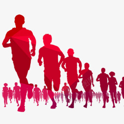 跑步比赛红色一组奔跑的背影高清图片
