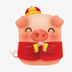 红色衣服小猪2019卡通素材