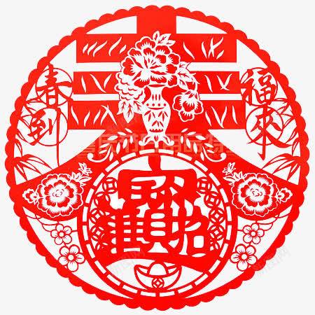 春到福来png免抠素材_88icon https://88icon.com 年画 手工 红色 贴花