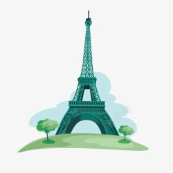 卡通水彩建筑物巴黎铁塔矢量图素材